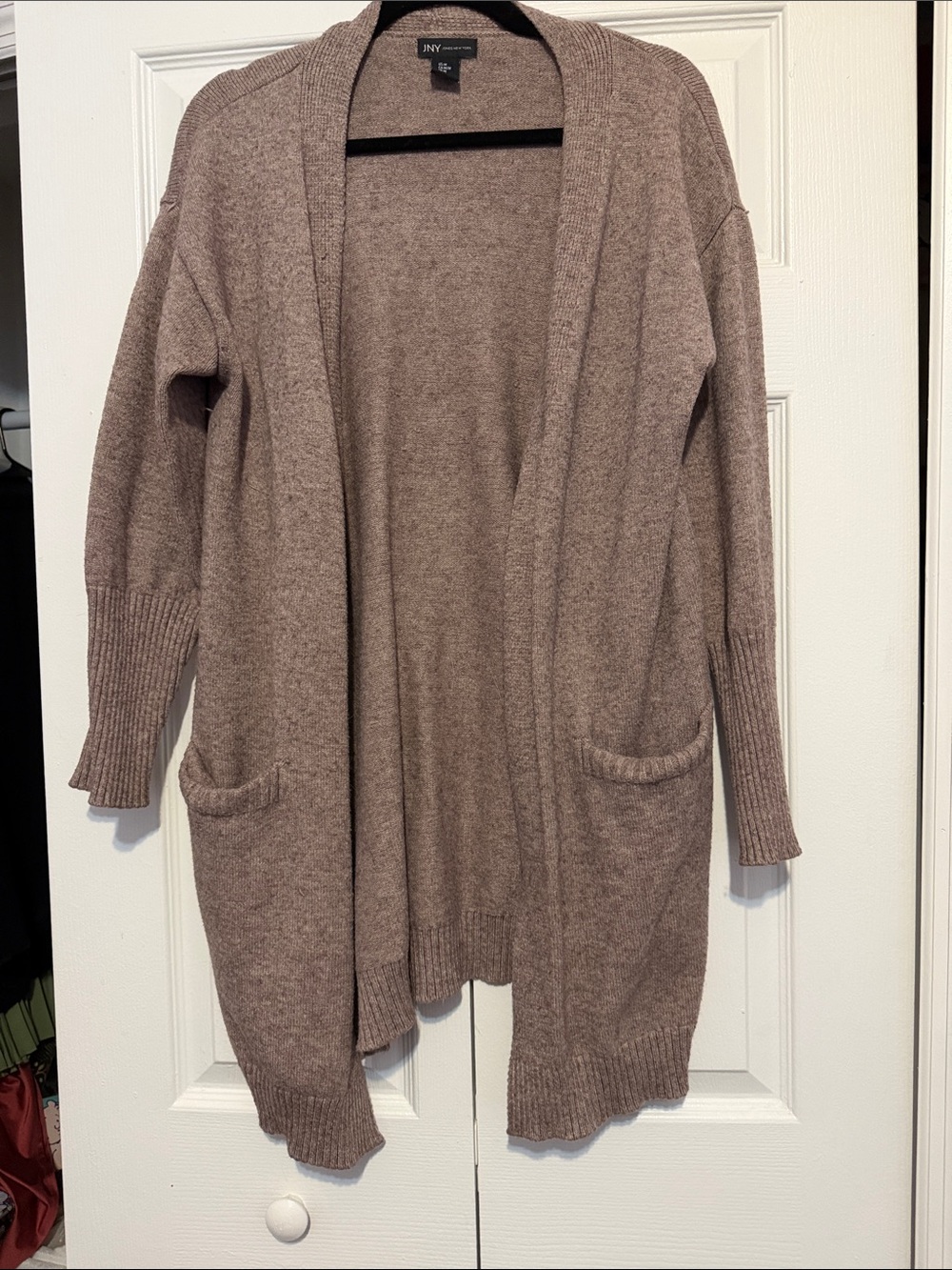 Jones New York Open-Front Cardigan Sweater in Taupe